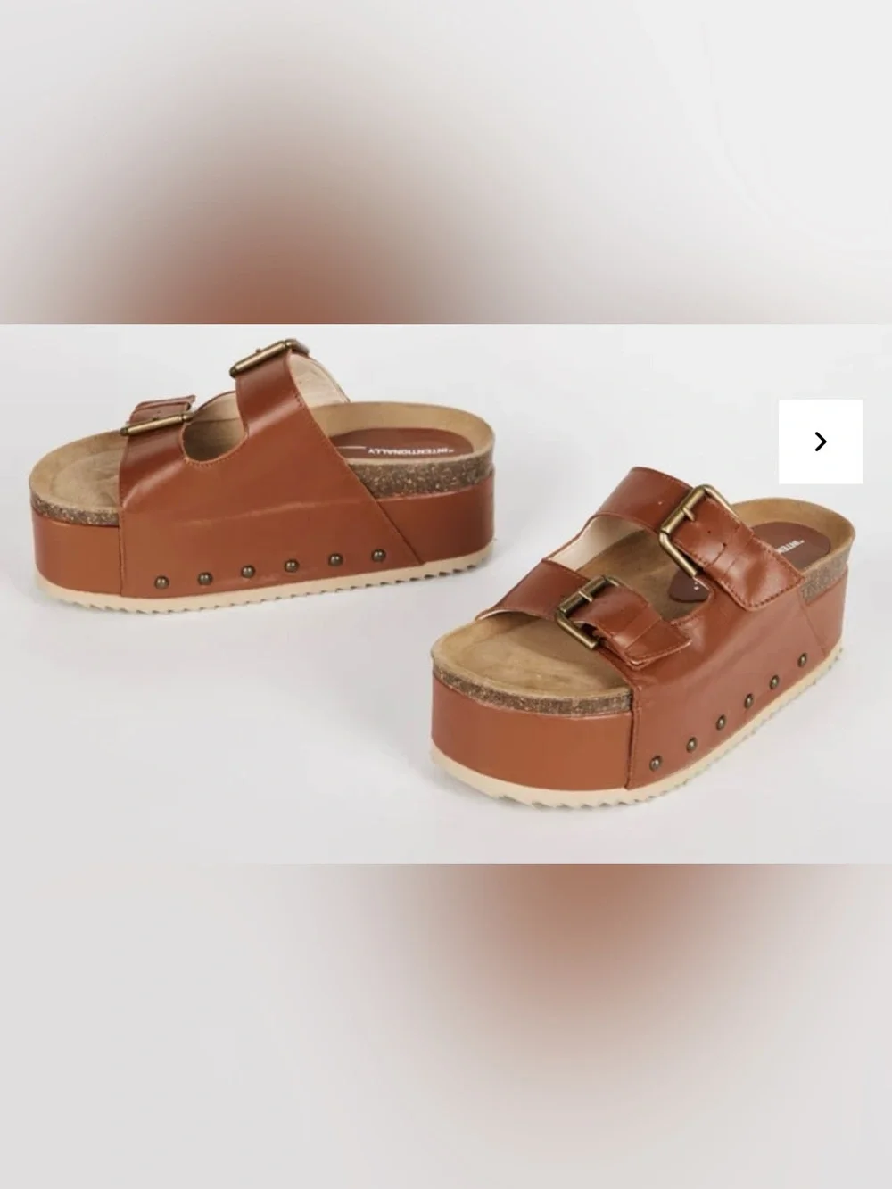 Intentionally Blank Free People Cooper 2 Chestnut Leather Platform Sandals Sz 40